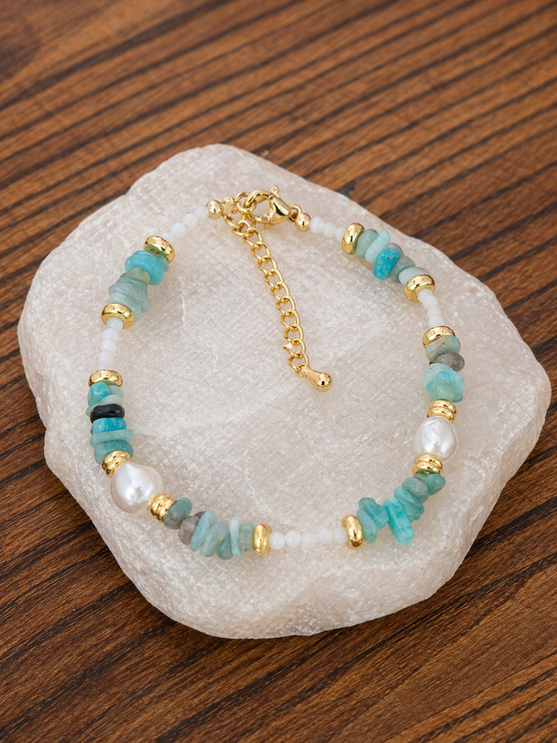 Pulseira com Pedra Natural de Amazonita – Equilíbrio, Delicadeza e Energia