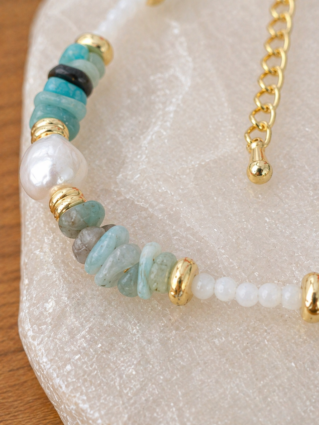 Pulseira com Pedra Natural de Amazonita – Equilíbrio, Delicadeza e Energia
