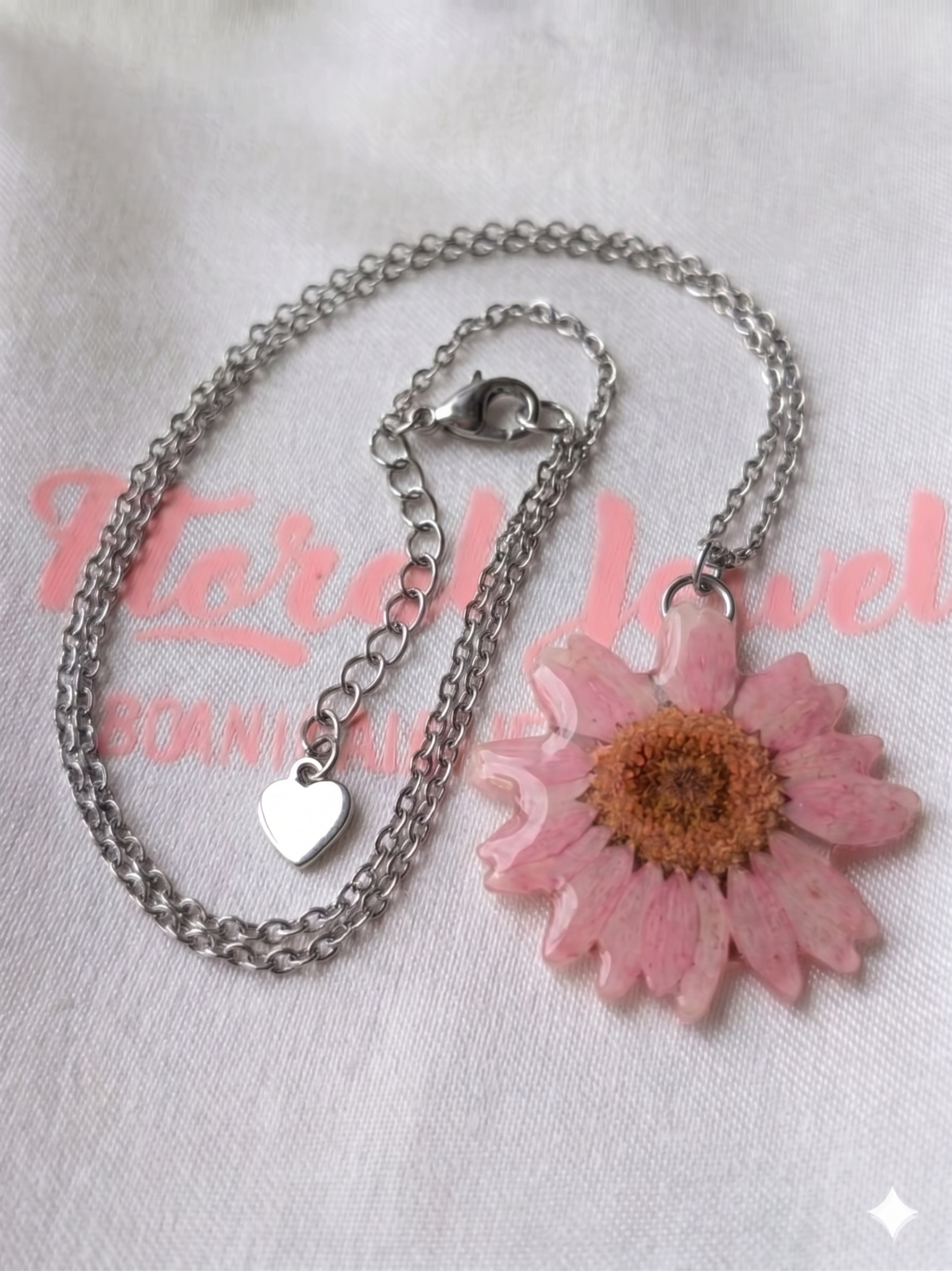 Colar Margarida Branca e Rosa Bem Me Quer