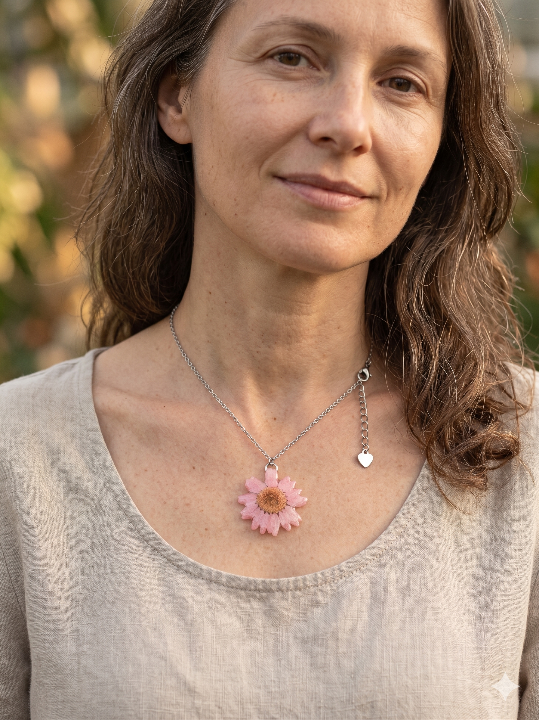 Colar Margarida Branca e Rosa Bem Me Quer