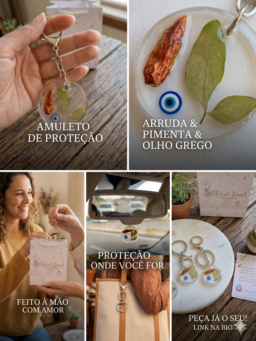 Chaveiro Proteção Pimenta e Arruda