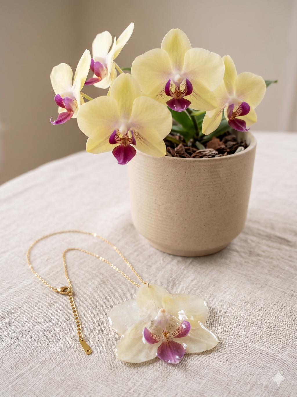 Conjunto Orquídea Amarela e Roxa