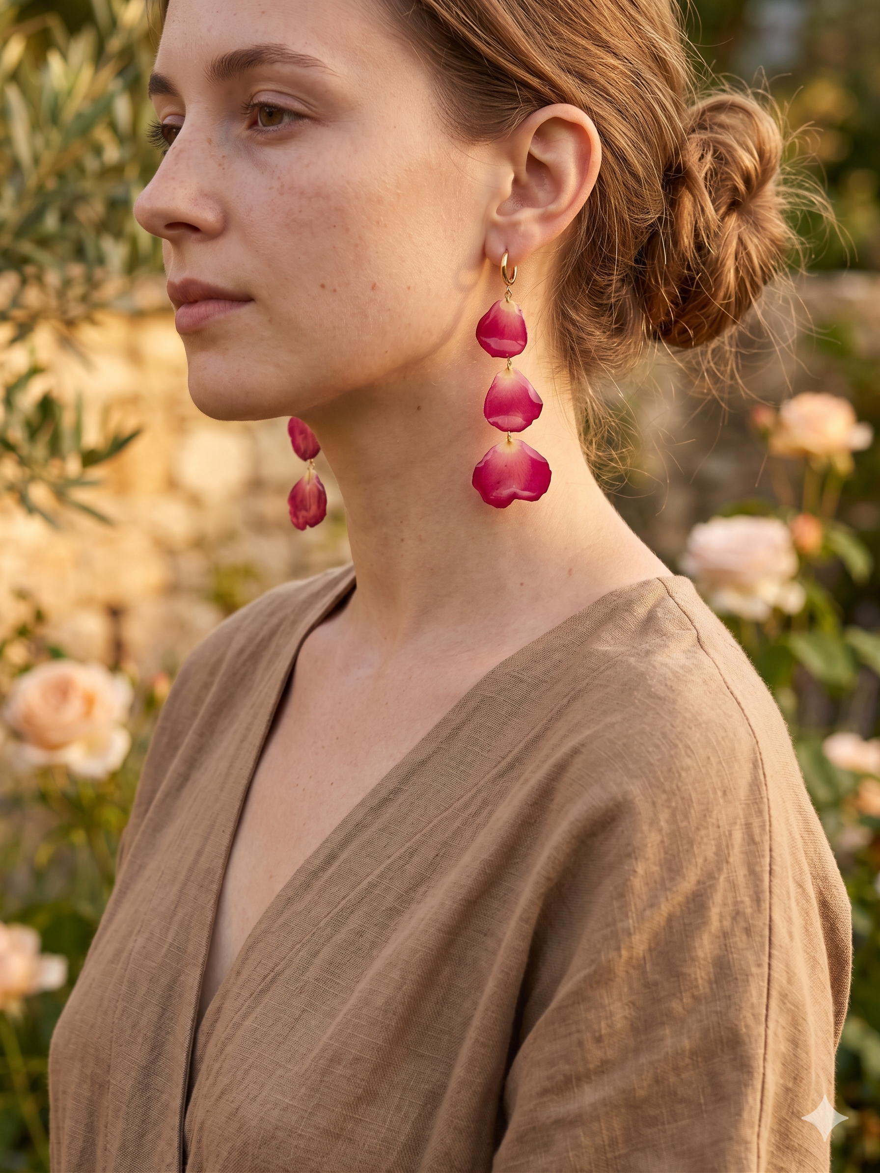Brinco Pétalas de Mini Rosas