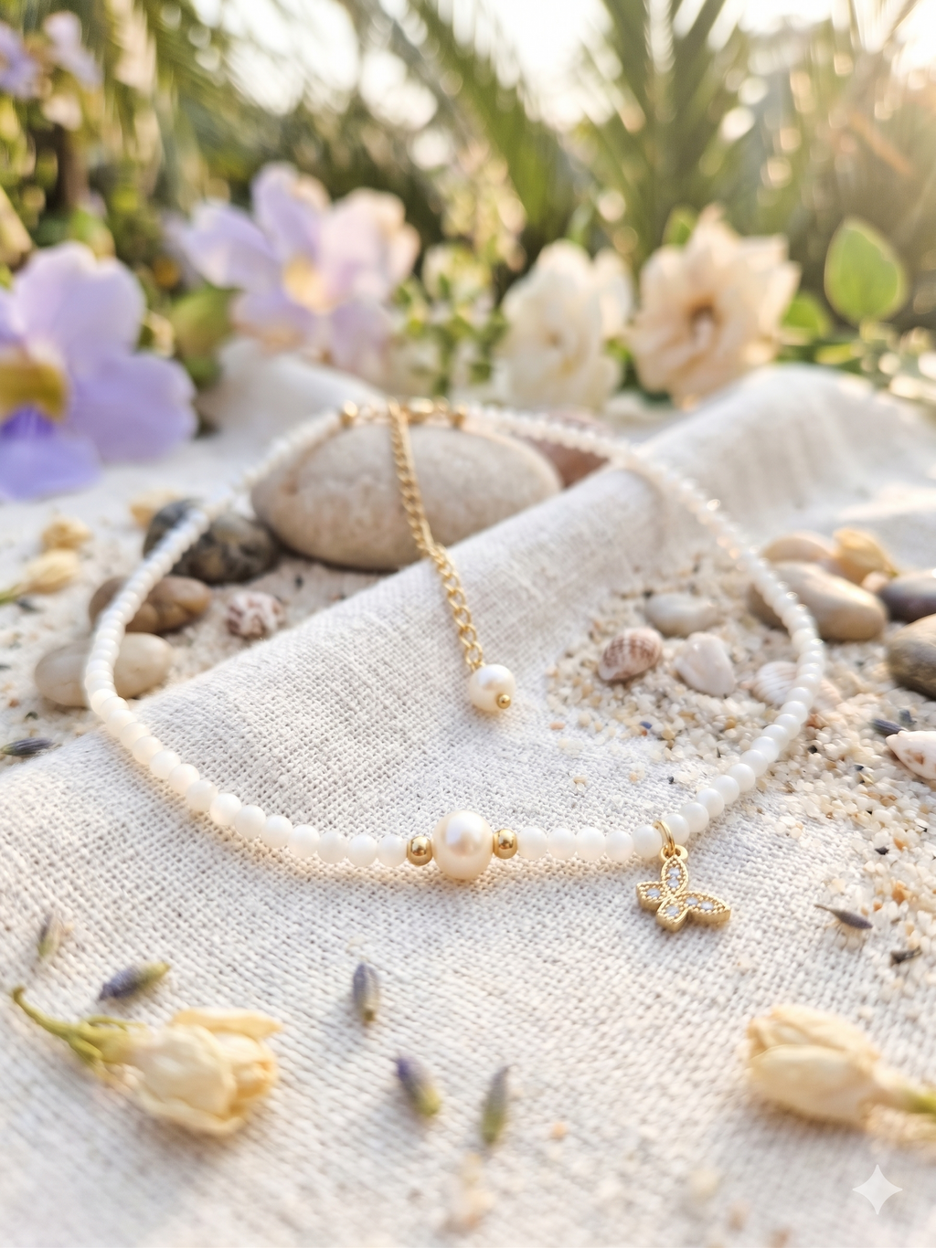 Colar Choker de Pérola de Água Doce e Pedra da Lua – Intuição, Serenidade e Equilíbrio Feminino