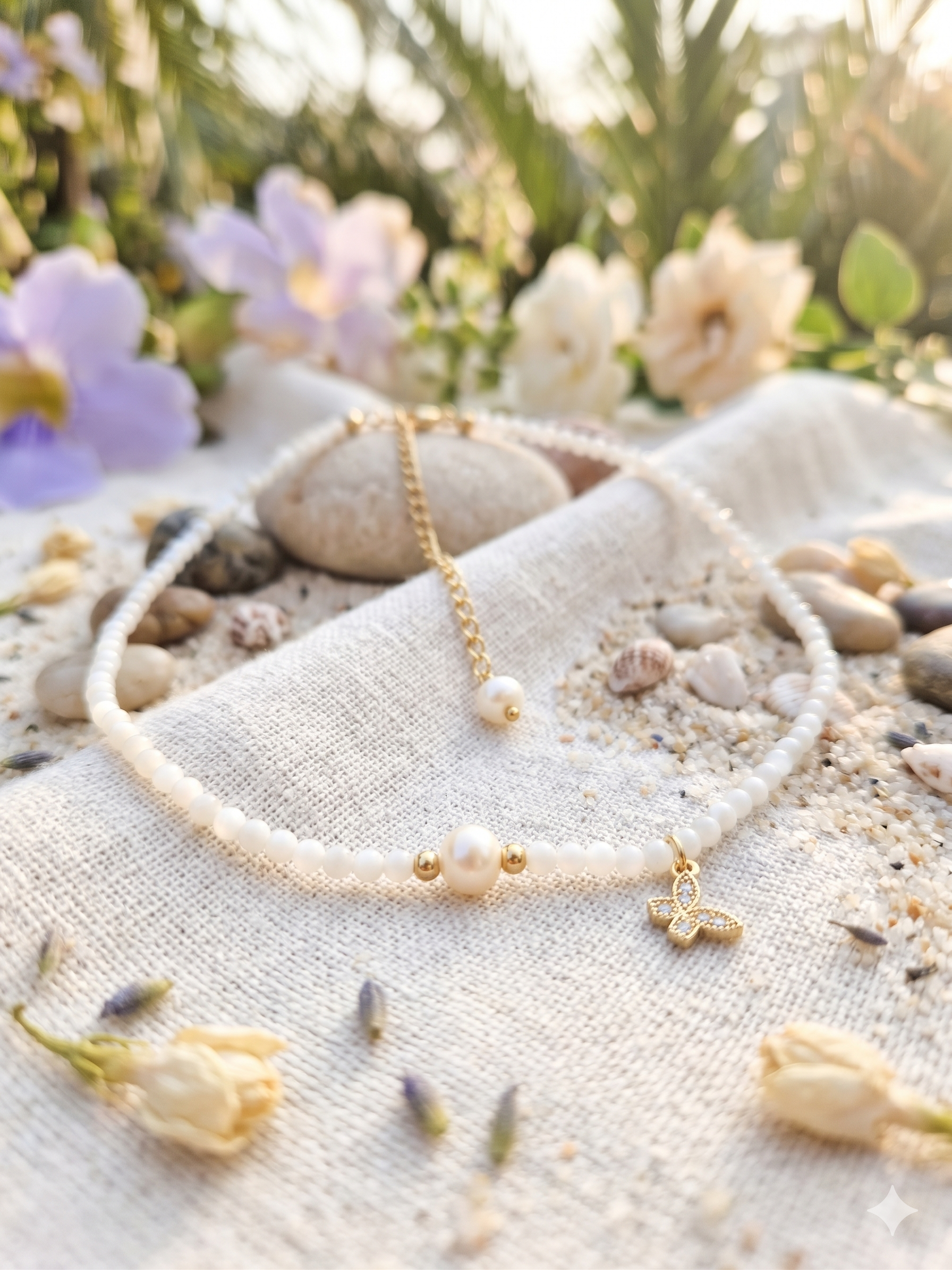 Colar Choker de Pérola de Água Doce e Pedra da Lua – Intuição, Serenidade e Equilíbrio Feminino