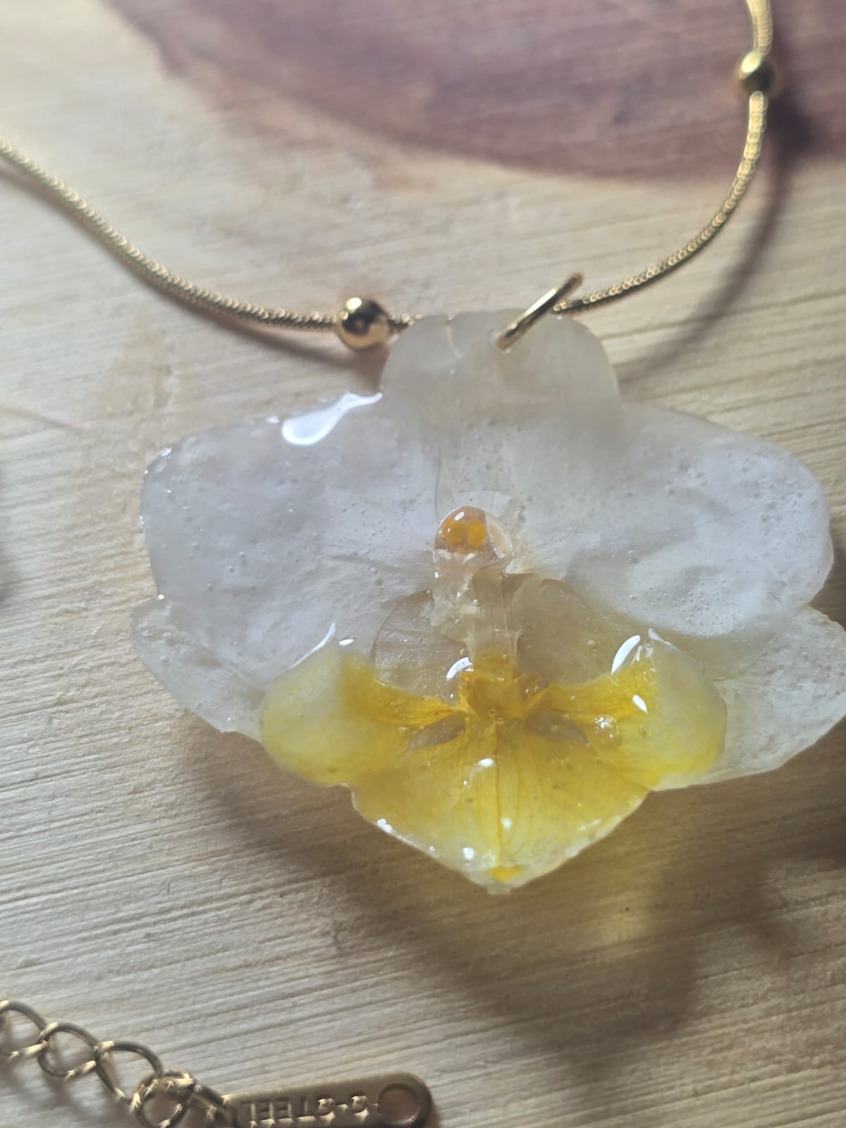 Colar Orquídea Branca Dourada