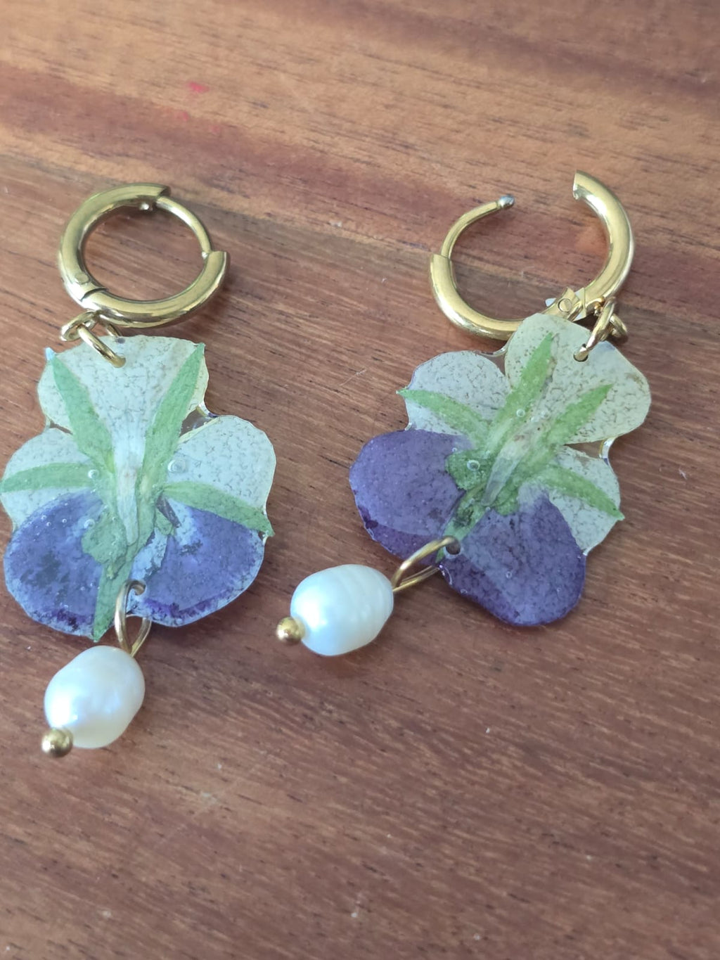 Brinco Amor Perfeito - Violeta, Branco e Amarelo