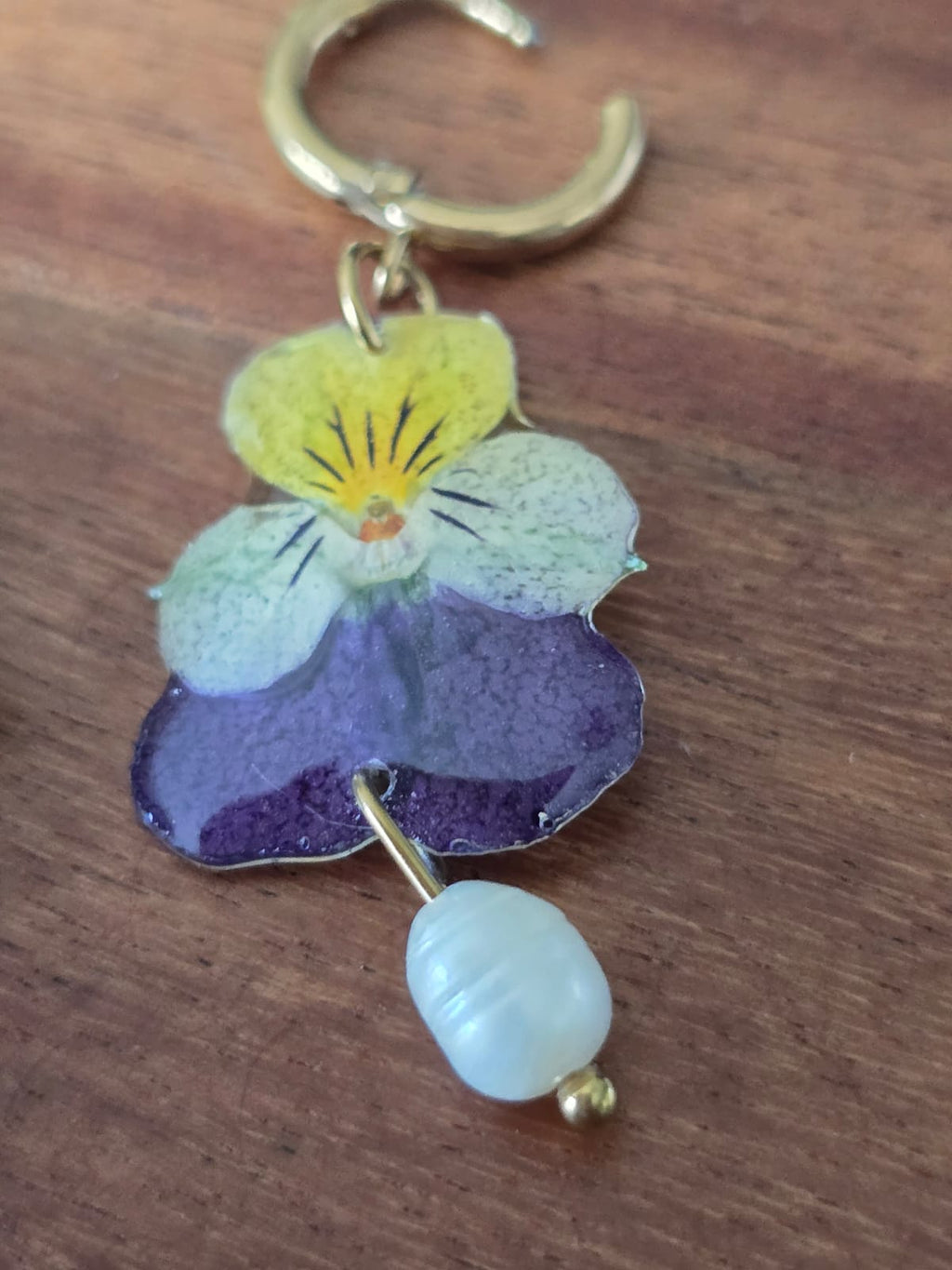 Brinco Amor Perfeito - Violeta, Branco e Amarelo