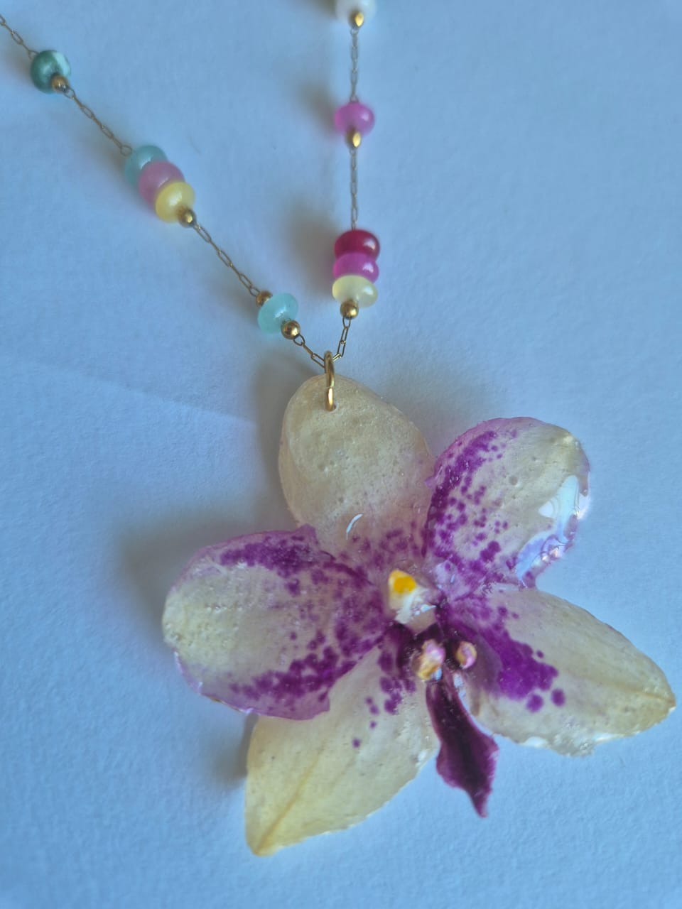 Conjunto Orquidea Branca e Roxa com Pedras Naturais