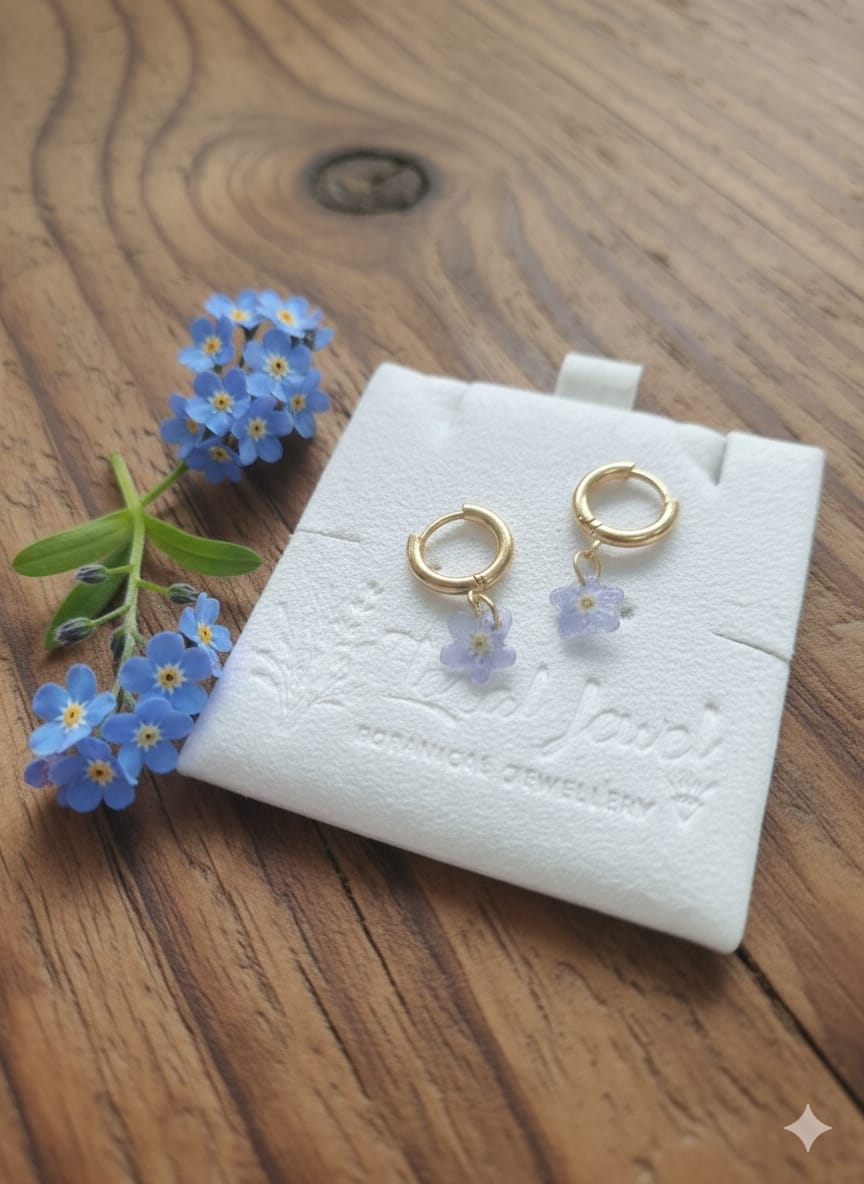 Brinco Flor Miosótis, Não Me Esqueças