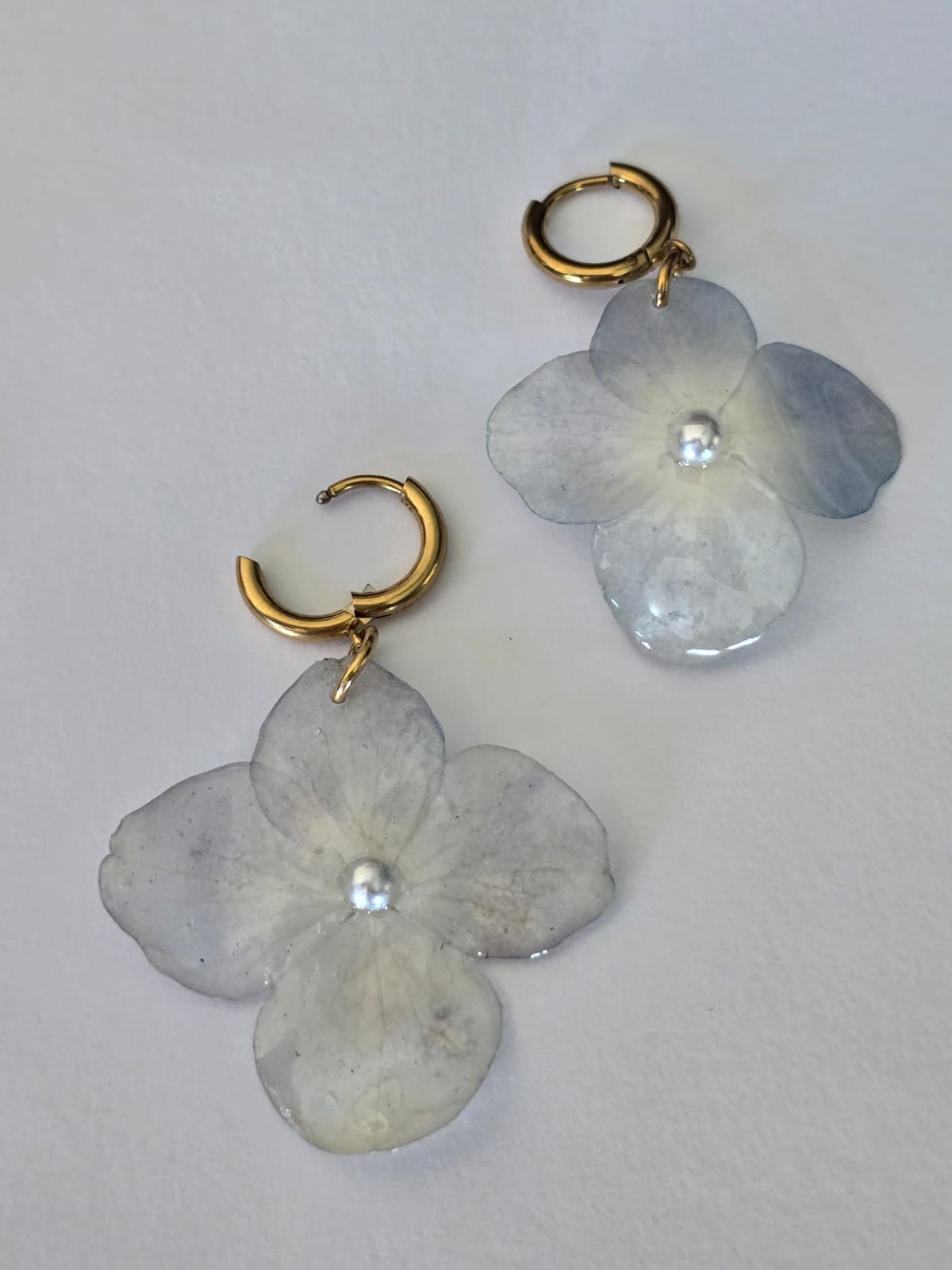 Conjunto Hortênsia Azul com Pedras Naturais Turquesa