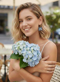 Conjunto Hortênsia Azul com Pedras Naturais Turquesa