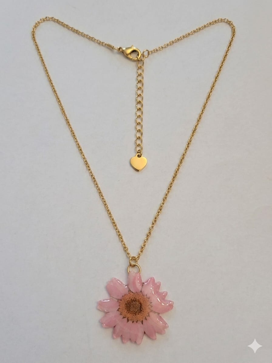 Colar Margarida Branca e Rosa Bem Me Quer