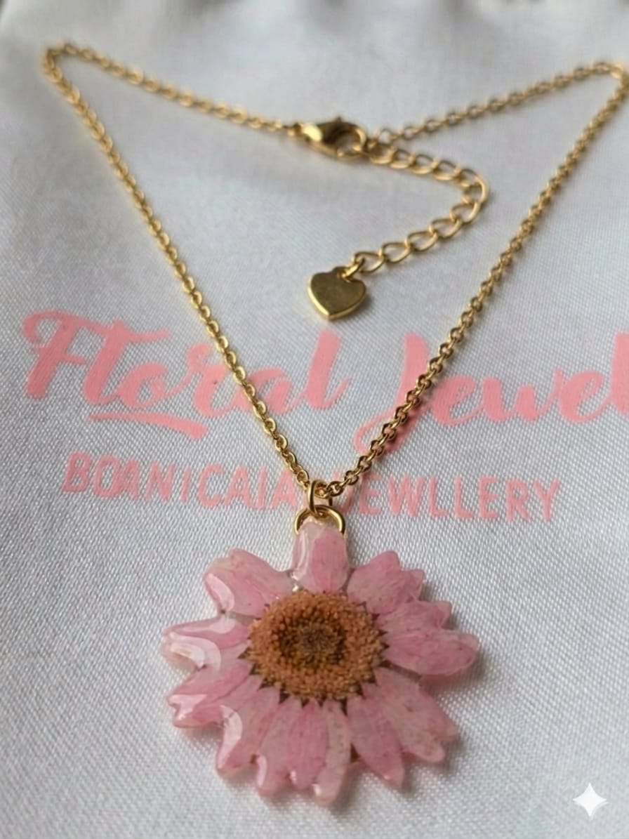 Colar Margarida Branca e Rosa Bem Me Quer